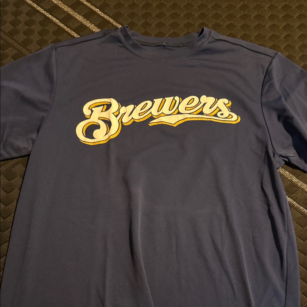 Majestic Brewers Navy Blue Short Sleeve Graphic Tee